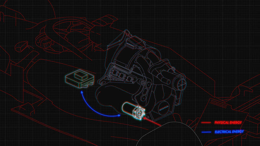 3D CAD af en MGU-K-generator