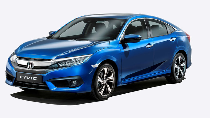 Honda Civic 4-d&oslash;rs, set skr&aring;t forfra.