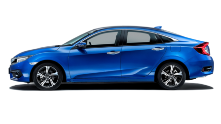 Honda Civic 4-dørs, set fra siden.