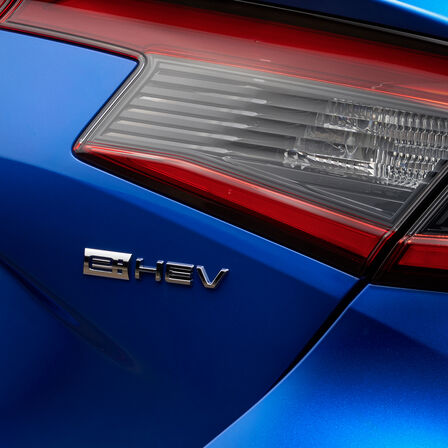 Trådramme af Honda Civic e:HEV motorsystemer.