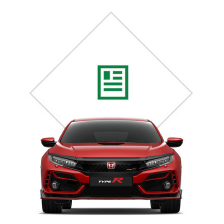 Honda Civic Type R med illustration til brochure, set forfra.