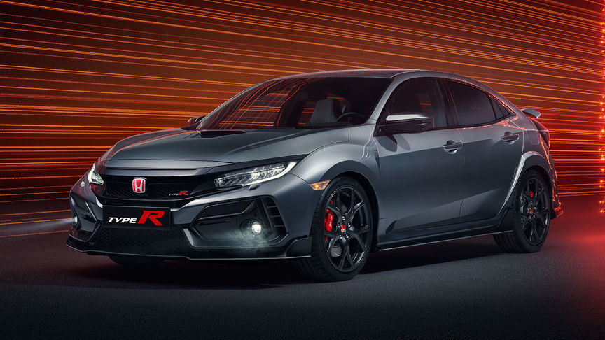 Honda Civic Type R-sortiment set skråt forfra