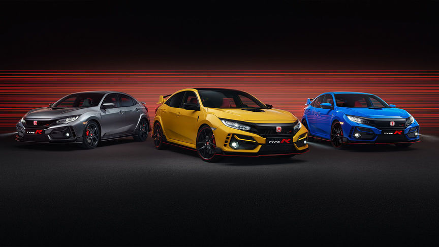 Honda Civic Type R-sortiment set skråt forfra