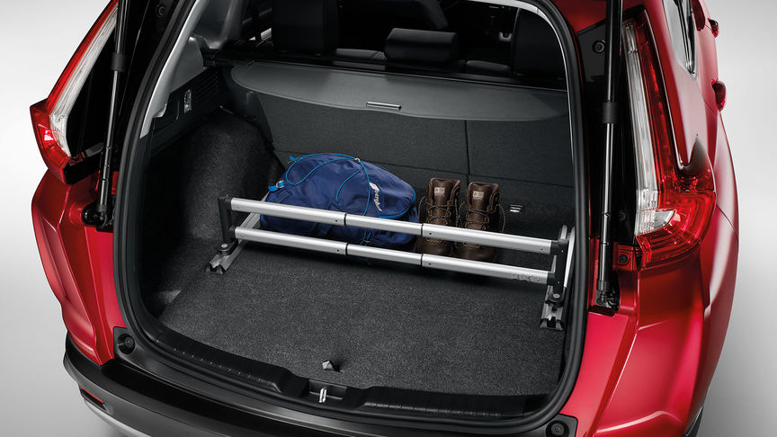 Honda CR-V Hybrid med premium bagagerumsinddeler, set bagfra.