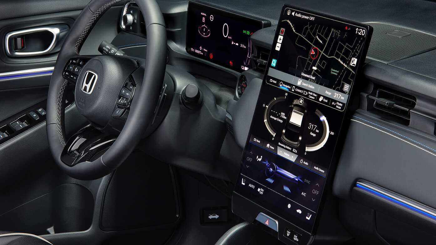 Nærbillede af Honda CONNECT-infotainmentsystemet.