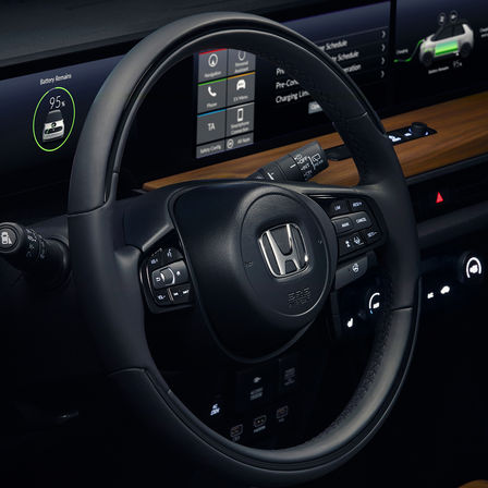 Nærbillede af Honda-rattet.