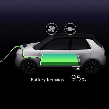 Honda Urban EV-konceptbil tilsluttet en oplader, set forfra.