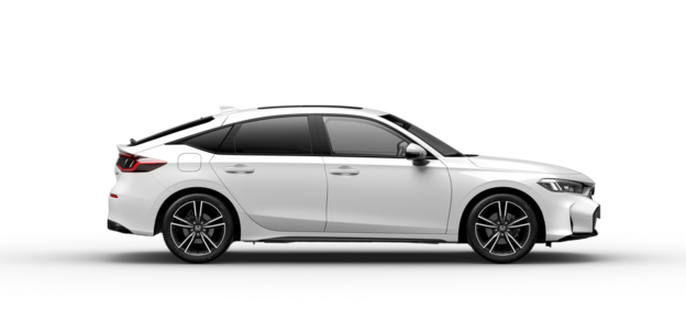 En hvid Honda Civic set fra siden