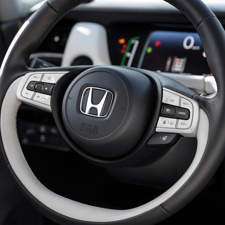 Nærbillede af rattet i Honda Jazz