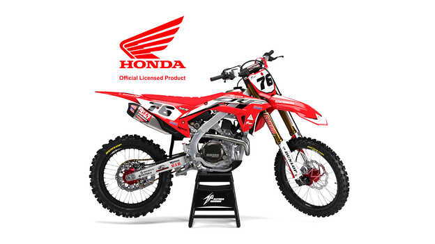 Honda-motorcykler set fra siden med Factory Racing Decal-sæt.