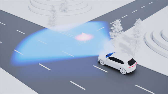 Videografik om det kollisionsbegrænsende bremsesystem