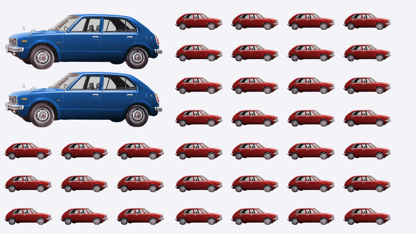 Grafik af det amerikanske flag bestående af Honda Civic'er.