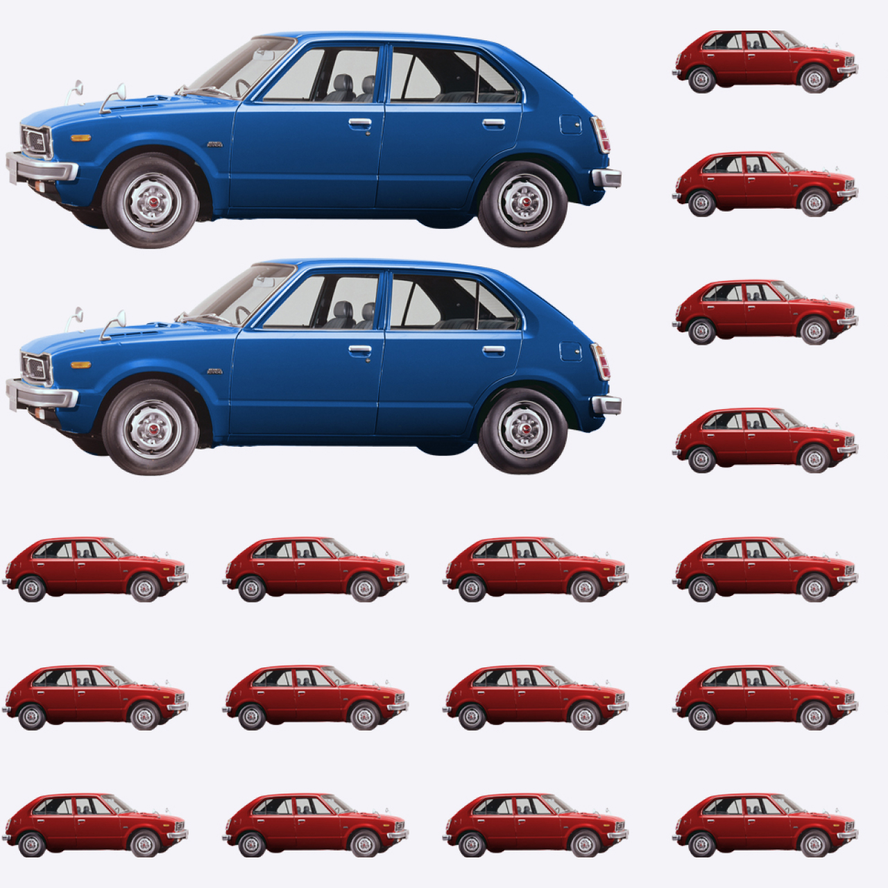 Grafik af det amerikanske flag bestående af Honda Civic'er.