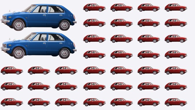 Grafik af det amerikanske flag best&aring;ende af Honda Civic'er.